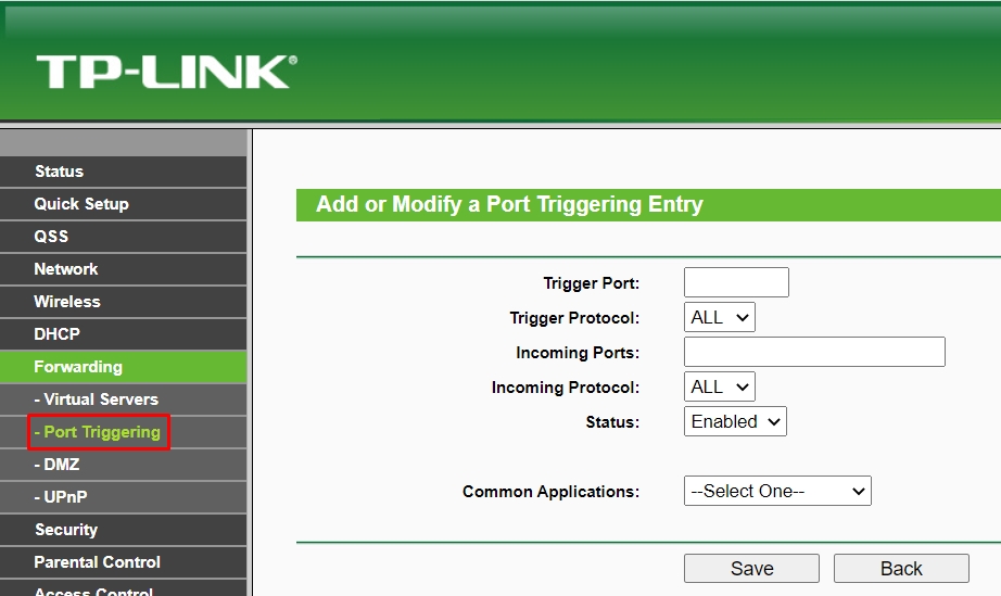 Что такое Port Triggering в настройках роутера?