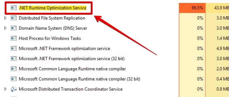 .NET Runtime Optimization Service грузит процессор и систему на 100%