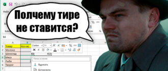 Как в Excel поставить прочерк