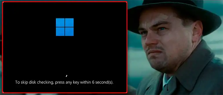 To skip disk checking press any key