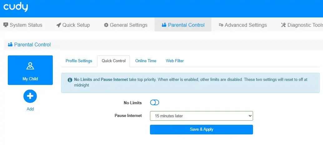 Как настроить родительский контроль на роутере Cudy?