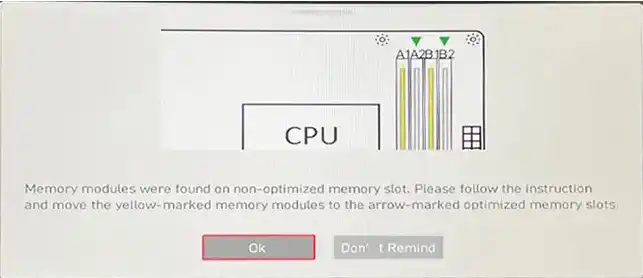 Ошибка: Memory modules were found in non-optimized memory slot