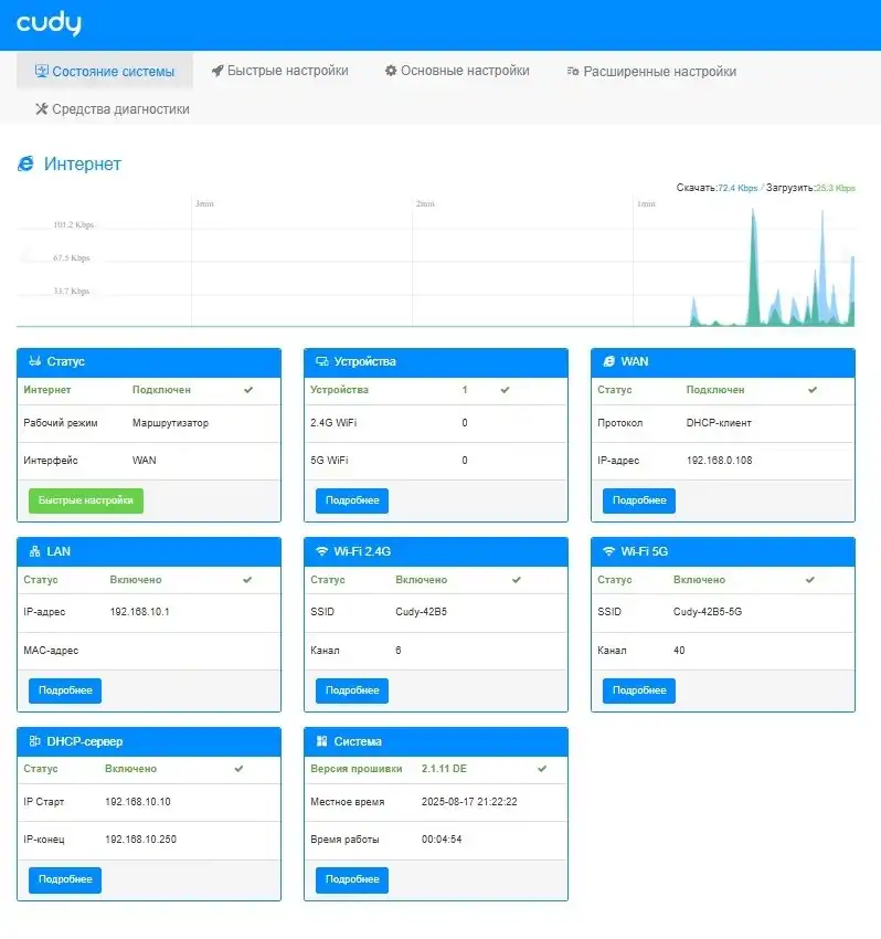 Как настроить Cudy WR1200E: интернет и Wi-Fi